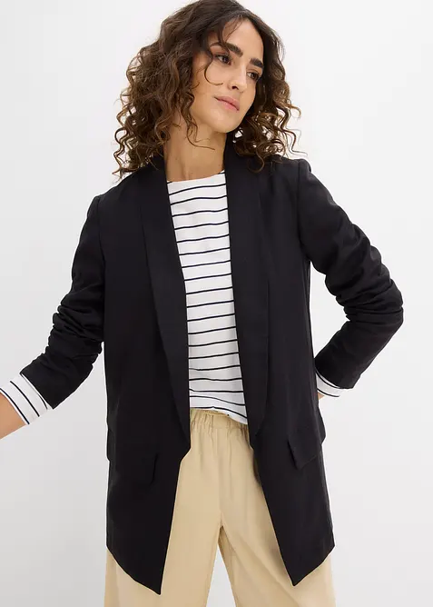 Wijde blazer in een mix van linnen en viscose, bonprix