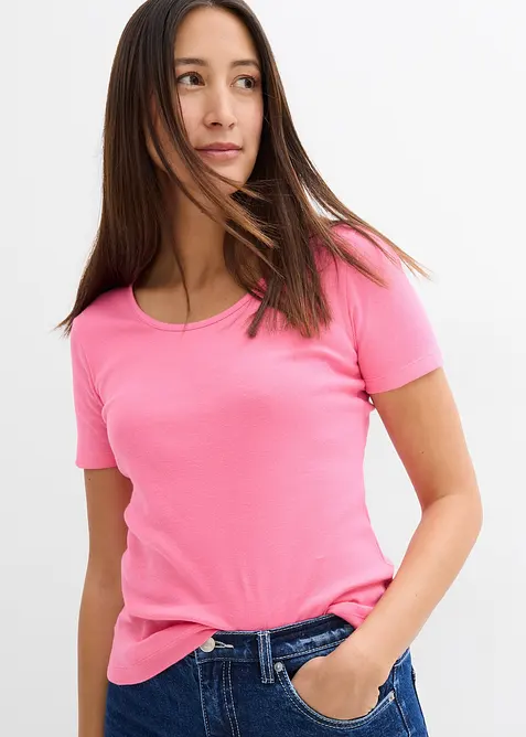 Geribd shirt met biologisch katoen (set van 2), bonprix