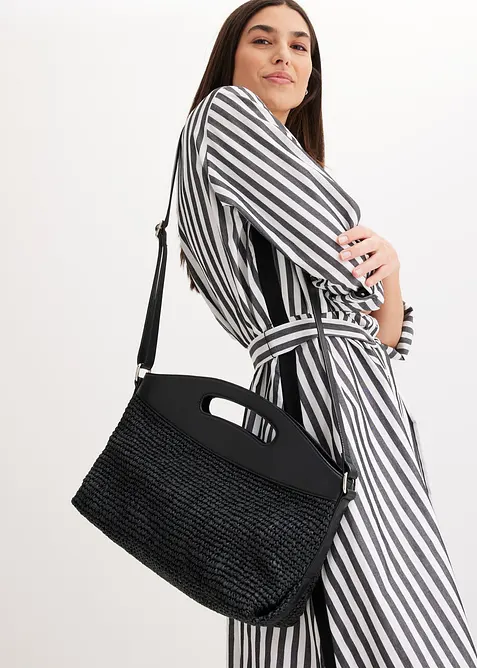 Rieten schoudertas met leren hengsel, bonprix