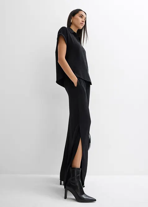 Oversized blouse van gestructureerde crêpe, bonprix