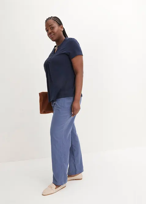 Katoenen shirt van slub garen, korte mouw, bonprix