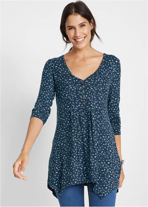 Puntig toelopend jersey shirt, halflange mouw, bonprix