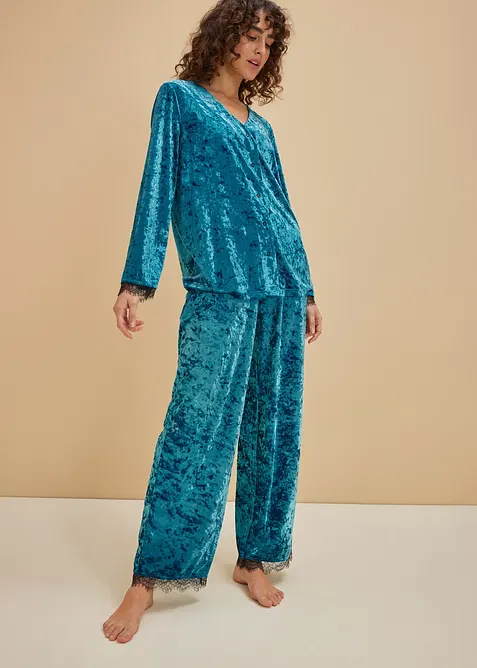 Pyjama van glanzend fluweel, bonprix