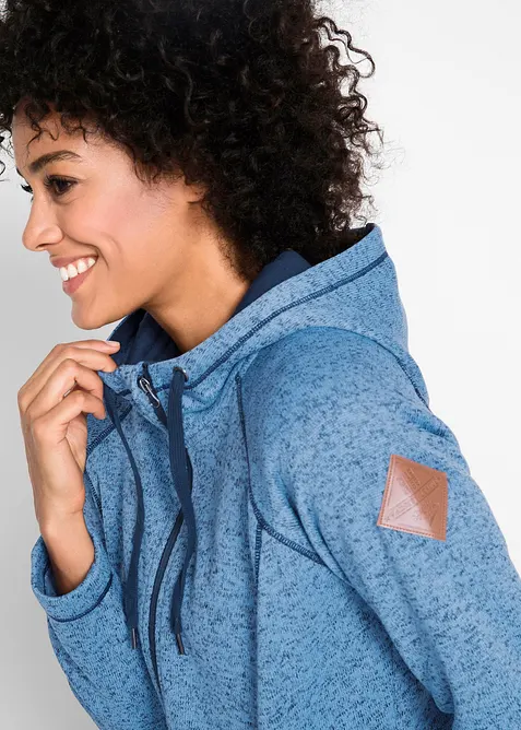 Lang fleece vest met capuchon, bonprix