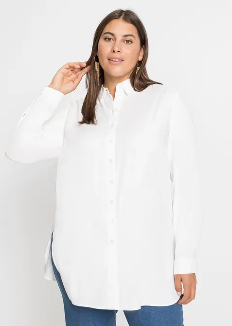 Lange overhemdblouse van viscose, bonprix