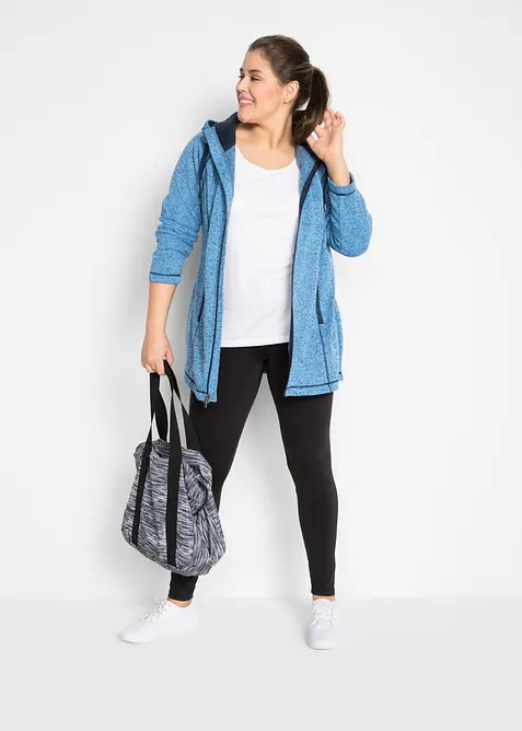 Lang fleece vest met capuchon, bonprix