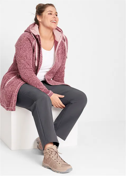 Lang fleece vest met capuchon, bonprix