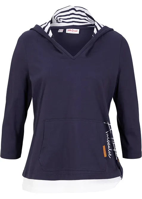 Hoodie van katoen met 3/4 mouw, bonprix