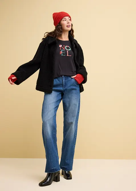 Wide leg jeans met comfortband, high waist, bonprix