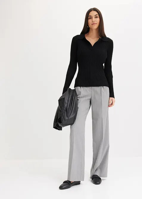 Fijn gebreide trui met decoratieve kraag, bonprix