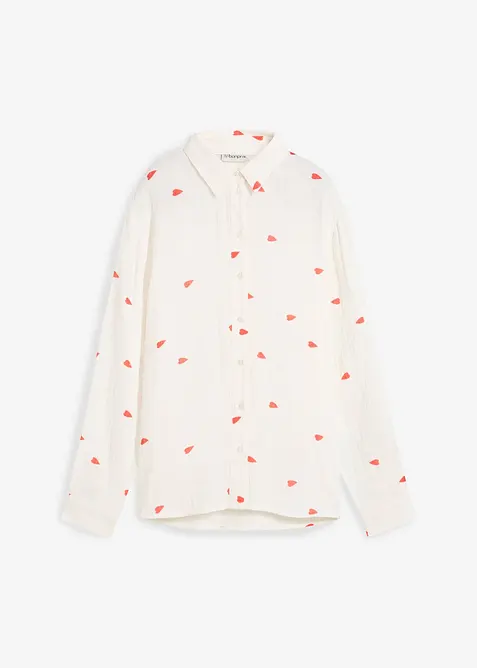 Mousselline blouse met hartjes, bonprix