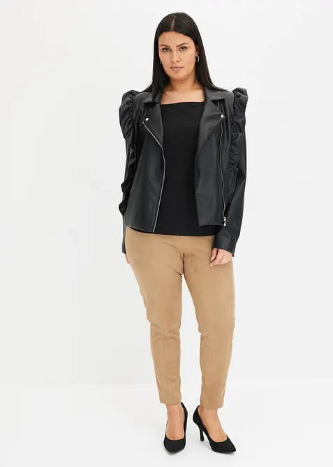 Imitatieleren broek met comfortabele band, bonprix