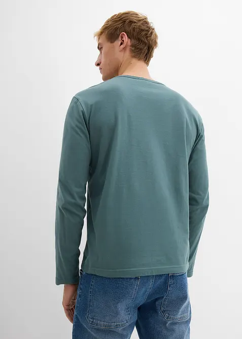 Henley shirt met lange mouwen van puur biologisch katoen, slim fit, bonprix
