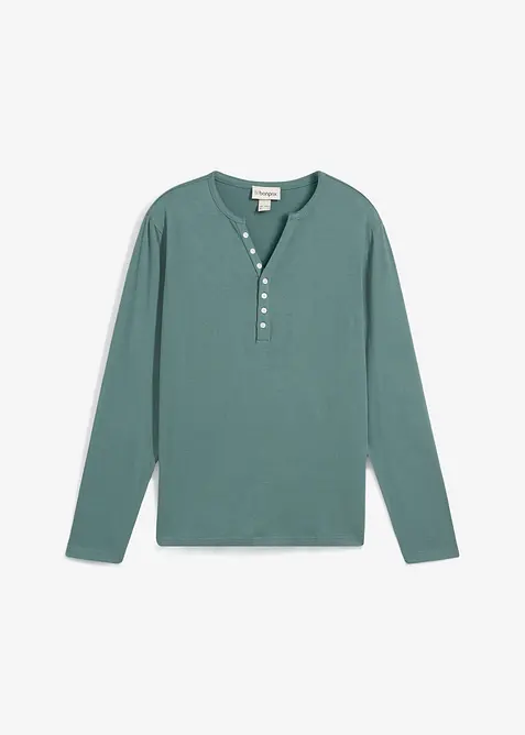 Henley shirt met lange mouwen van puur biologisch katoen, slim fit, bonprix