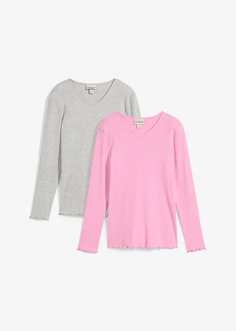 Geribd shirt met biologisch katoen (set van 2), bonprix