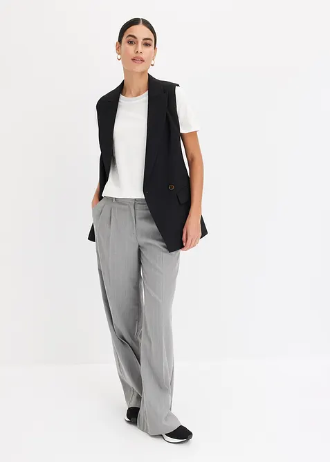 Shirt met gebreide boordjes en glittergaren, bonprix