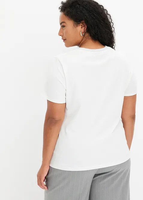 Shirt met gebreide boordjes en glittergaren, bonprix