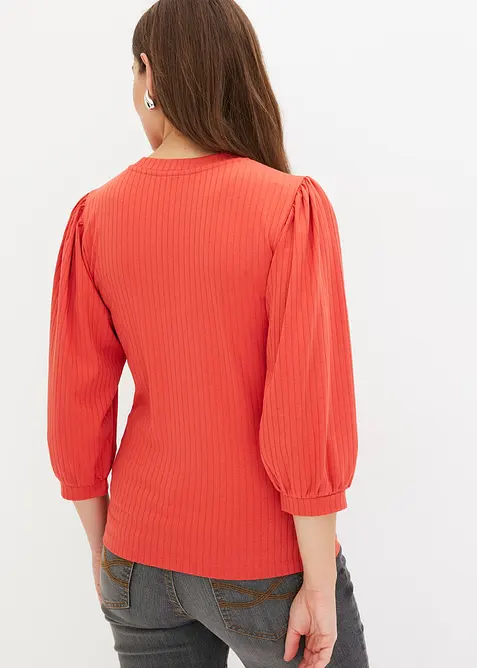 Geribd shirt met ballonmouwen, bonprix