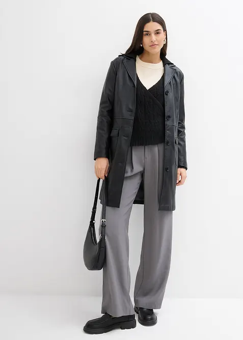 Trui met capuchon en asymmetrische zoom, bonprix