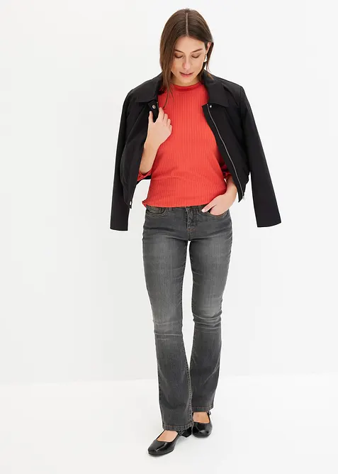 Geribd shirt met ballonmouwen, bonprix