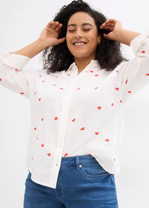 Mousselline blouse met hartjes, bonprix