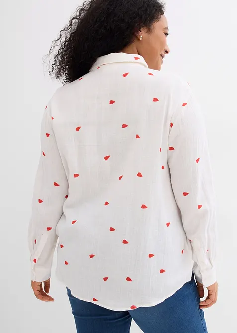 Mousselline blouse met hartjes, bonprix