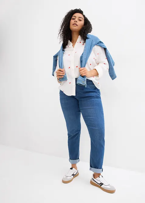 Mousselline blouse met hartjes, bonprix