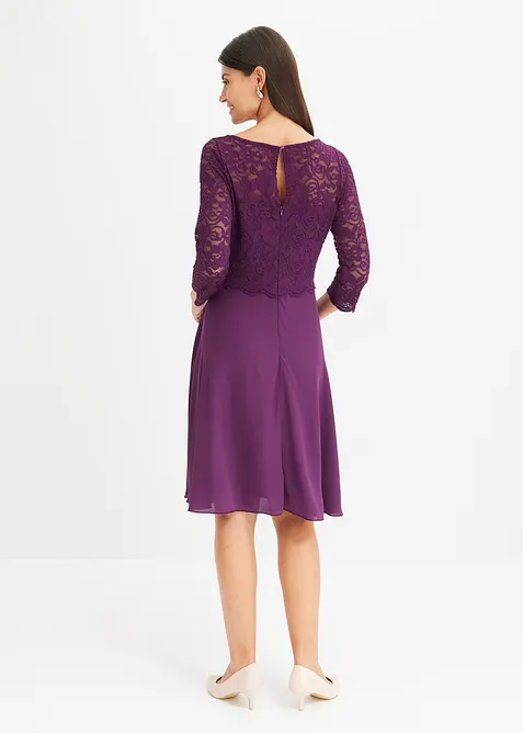 Mini jurk met kant, bonprix