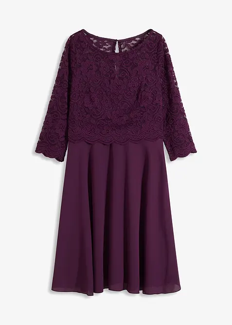 Mini jurk met kant, bonprix