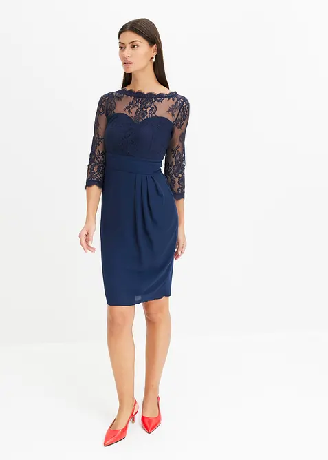 Mini jurk met kant, bonprix