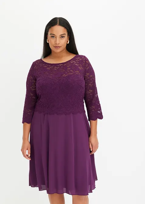 Mini jurk met kant, bonprix