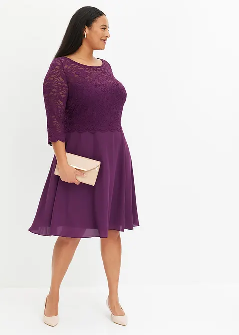 Mini jurk met kant, bonprix