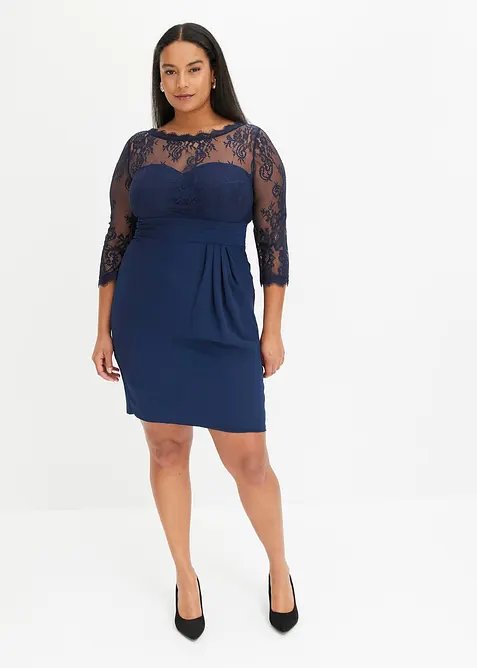 Mini jurk met kant, bonprix