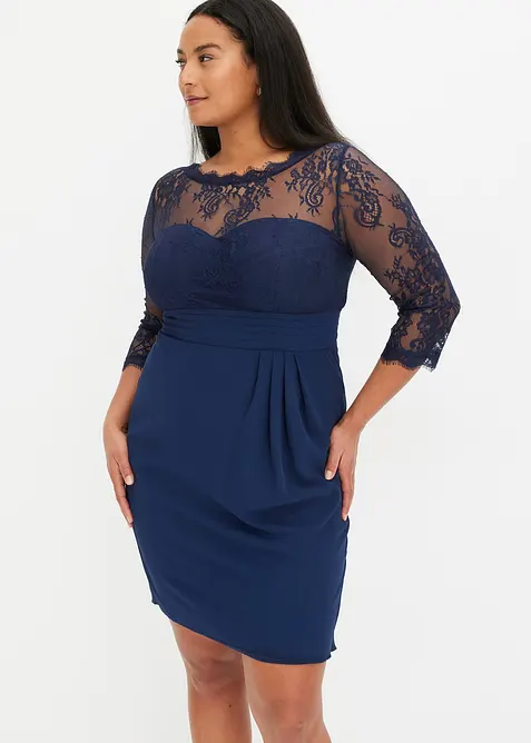 Mini jurk met kant, bonprix