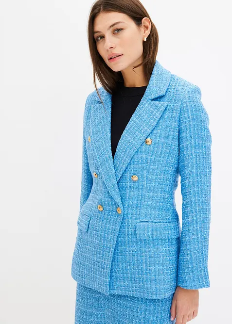 Bouclé blazer met dubbele knoopsluiting, bonprix