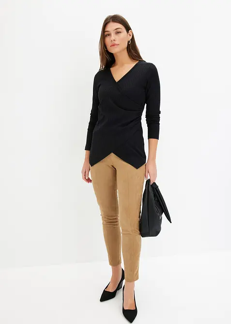 Imitatieleren broek met comfortabele band, bonprix