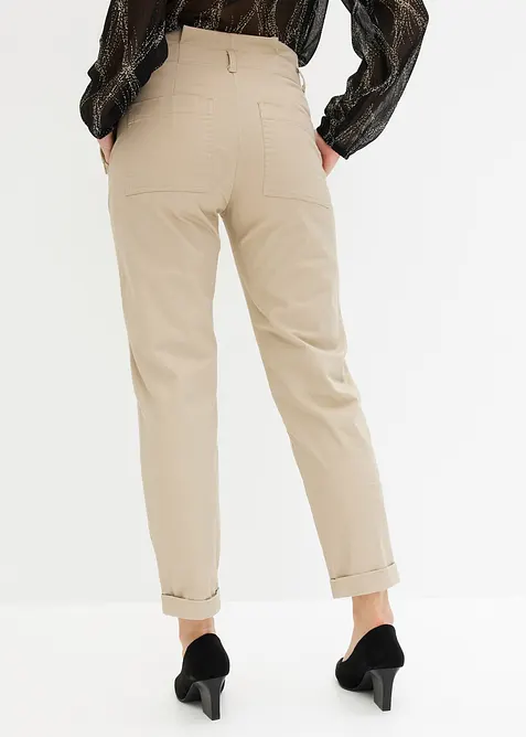 Lichte twill broek in paperbag stijl, bonprix
