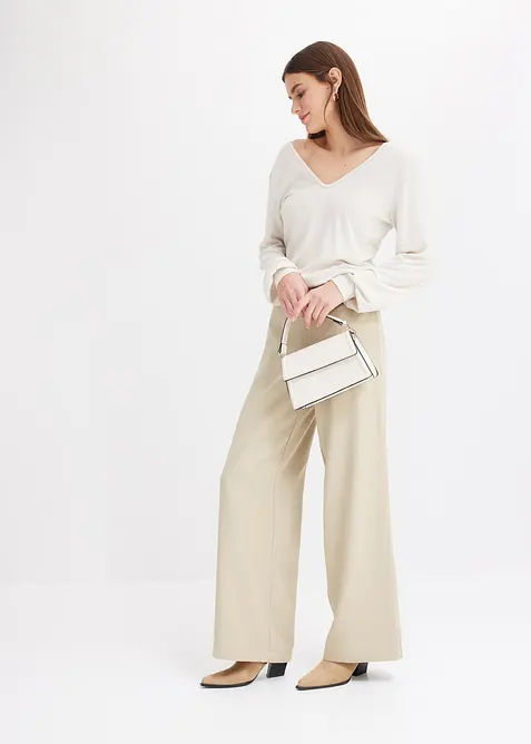 Knus fleece shirt met parels, bonprix