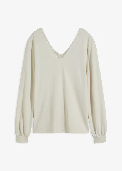 Knus fleece shirt met parels, bonprix