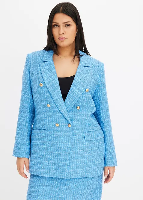 Bouclé blazer met dubbele knoopsluiting, bonprix