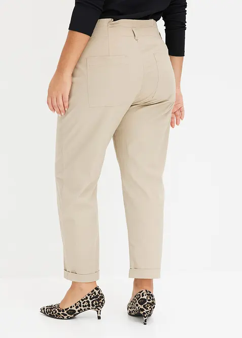 Lichte twill broek in paperbag stijl, bonprix