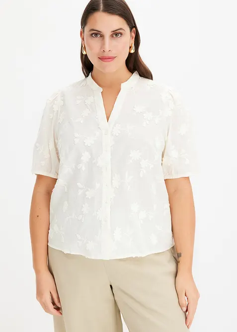 Blouse met korte mouw van katoen, bonprix