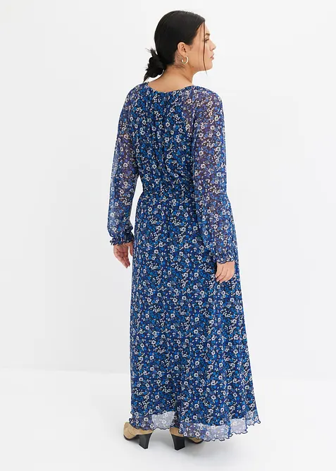 Gebloemde maxi jurk van mesh, bonprix