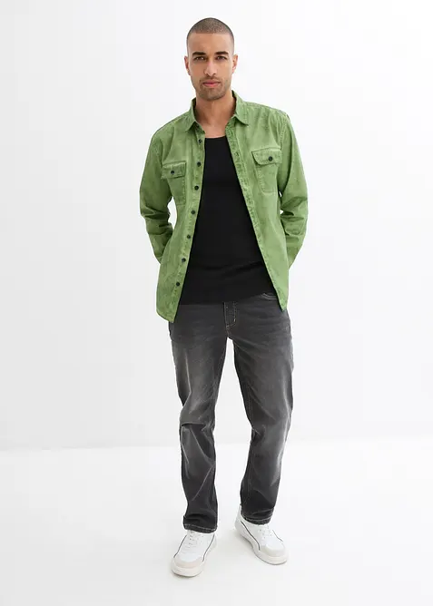 Overhemd in gewassen look, lange mouw, bonprix