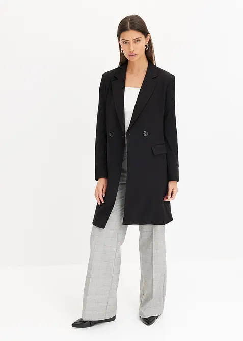 Lange blazer met V-hals, lange mouw, bonprix