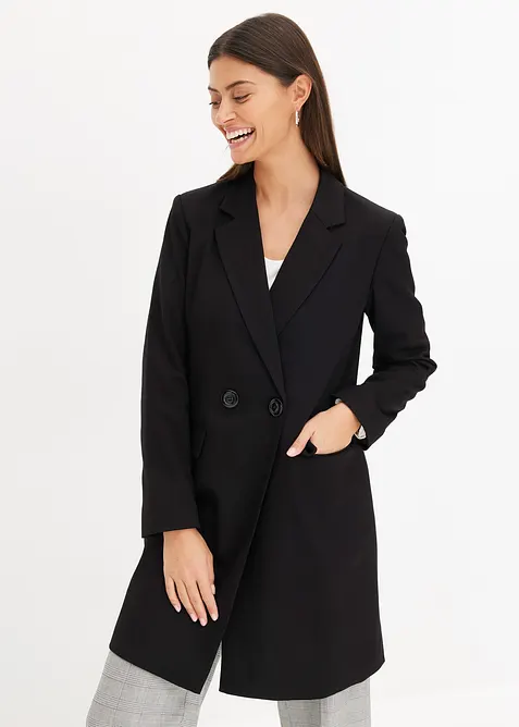 Lange blazer met V-hals, lange mouw, bonprix