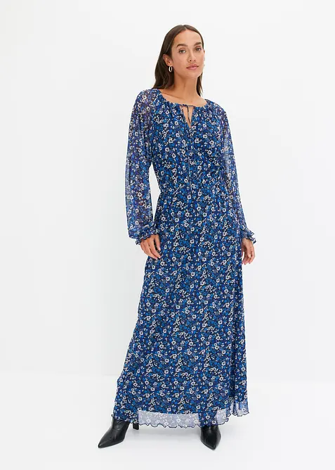 Gebloemde maxi jurk van mesh, bonprix
