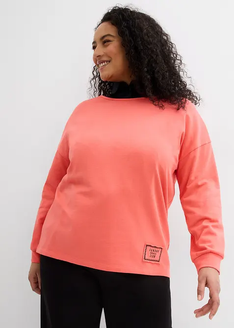 Longsleeve van katoenmix met high-low zoom, bonprix