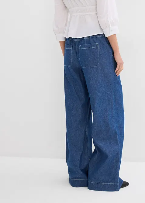 Wide leg jeans mid waist met comfortband, bonprix