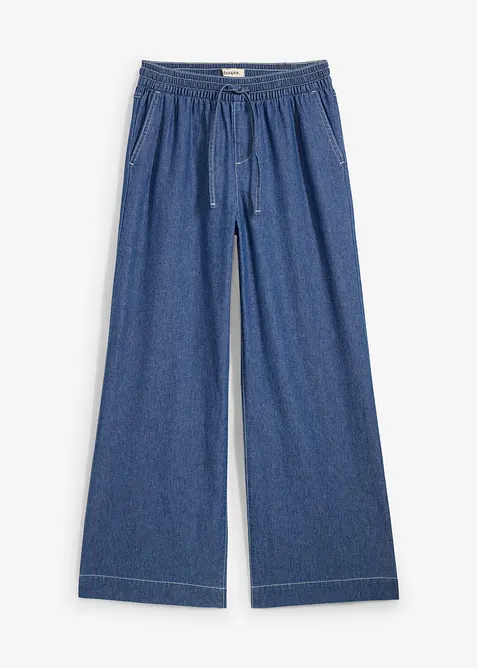 Wide leg jeans mid waist met comfortband, bonprix